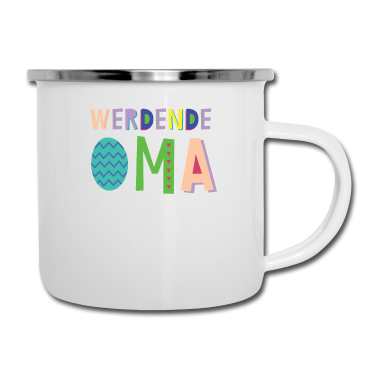 Geburtstagsgeschenk Oma Emaille Tasse - Werdende Oma