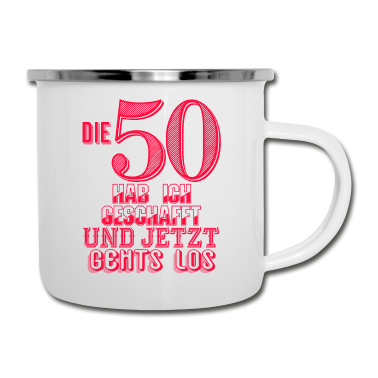 Geburtstagsgeschenk Oma Emaille Tasse - Geburtstagsgeschenk zum 50. Geburtstag