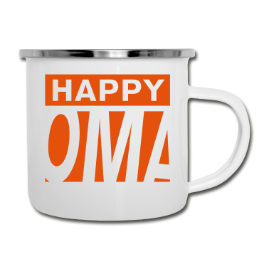 Geburtstagsgeschenk Oma Emaille Tasse - Happy Oma