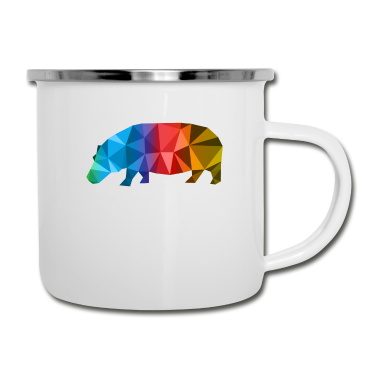 Geburtstagsgeschenk Oma Emaille Tasse - Nilperd Geschenk Hippo Bunt Kunstwerk Geometrie