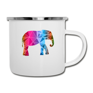 Geburtstagsgeschenk Oma Emaille Tasse - Elefant Bunt Polygon Afrika Safari Tier Tiere Art