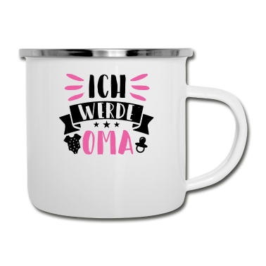 Geburtstagsgeschenk Oma Emaille Tasse - Ich werde Oma