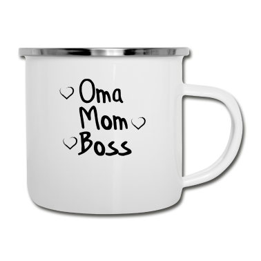 Geburtstagsgeschenk Oma Emaille Tasse - Oma Mom boss