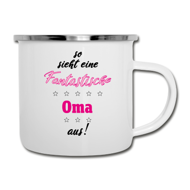 Geburtstagsgeschenk Oma Emaille Tasse - So sieht eine fantastische Oma aus Geschenkidee
