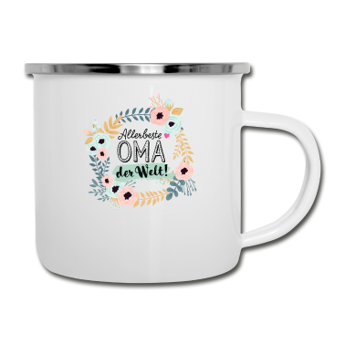 Geburtstagsgeschenk Oma Emaille Tasse - Allerbeste Oma der Welt