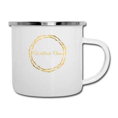 Geburtstagsgeschenk Oma Emaille Tasse - Weltbeste Oma Goldrahmen