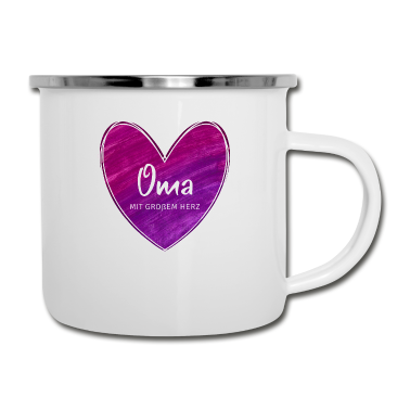 Geburtstagsgeschenk Oma Emaille Tasse - Oma mit großem Herz