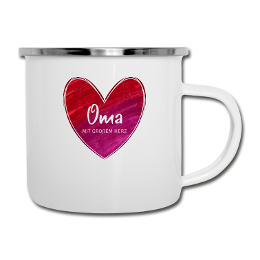 Geburtstagsgeschenk Oma Emaille Tasse - Oma mit großem Herz