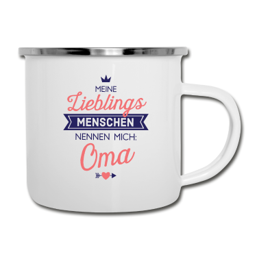 Geburtstagsgeschenk Oma Emaille Tasse - Lieblingsmenschen Oma Geschenk Spruch