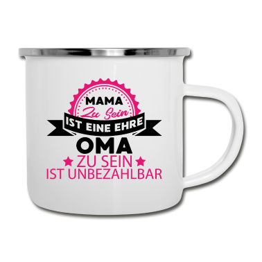 Geburtstagsgeschenk Oma Emaille Tasse - Mama oma Familie Geschenk