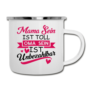 Geburtstagsgeschenk Oma Emaille Tasse - Mama oma Geschenk Familie