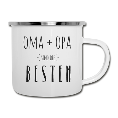 Geburtstagsgeschenk Oma Emaille Tasse - Oma und Opa sind die besten