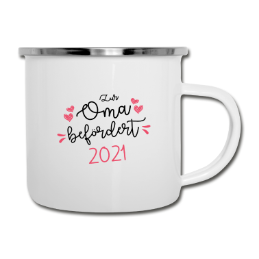 Geburtstagsgeschenk Oma Emaille Tasse - Zur Oma befördert 2021