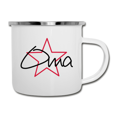Geburtstagsgeschenk Oma Emaille Tasse - Oma Stern Geschenk