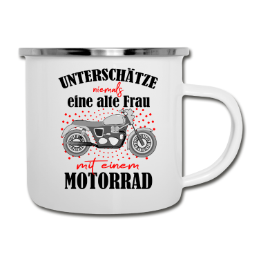 Geburtstagsgeschenk Oma Emaille Tasse - Rentnerin Frau Motorrad Oma
