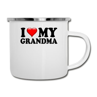 Geburtstagsgeschenk Oma Emaille Tasse - Ich habe meine Oma lieb