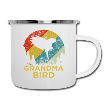 Geburtstagsgeschenk Oma Emaille Tasse - Oma Vogel