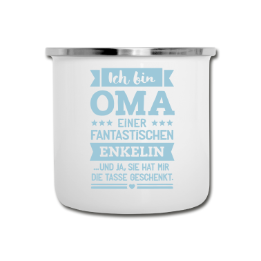 Geburtstagsgeschenk Oma Emaille Tasse - Oma und super Enkelin