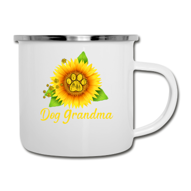 Geburtstagsgeschenk Oma Emaille Tasse - Hund Oma
