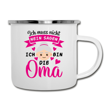 Geburtstagsgeschenk Oma Emaille Tasse - Ich bin die Oma Liebe Familie Herz Geschenk