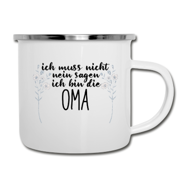 Geburtstagsgeschenk Oma Emaille Tasse - Ich bin die Oma Familie Herz Liebe Geschenk
