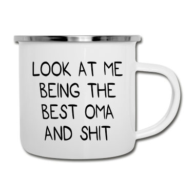 Geburtstagsgeschenk Oma Emaille Tasse - Oma Spruch Großmutter Familie Geschenk