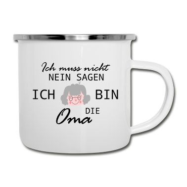Geburtstagsgeschenk Oma Emaille Tasse - Ich bin die Oma Liebe Herz Geschenk Familie