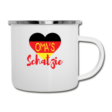 Geburtstagsgeschenk Oma Emaille Tasse - Oma Schatz Deutschland National Geschenk