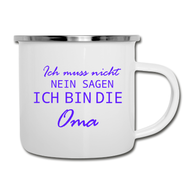 Geburtstagsgeschenk Oma Emaille Tasse - Ich bin die Oma Liebe Familie Herz Geschenk