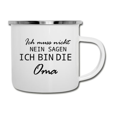 Geburtstagsgeschenk Oma Emaille Tasse - Ich bin die Oma Liebe Familie Herz Geschenk