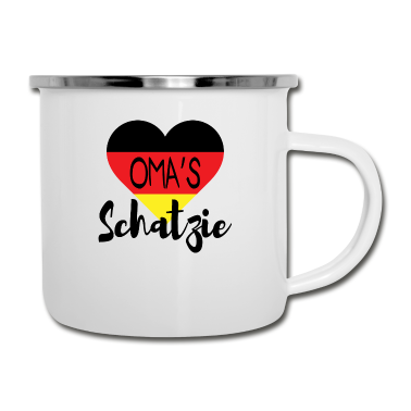 Geburtstagsgeschenk Oma Emaille Tasse - Oma Schatz Deutschland National Geschenk