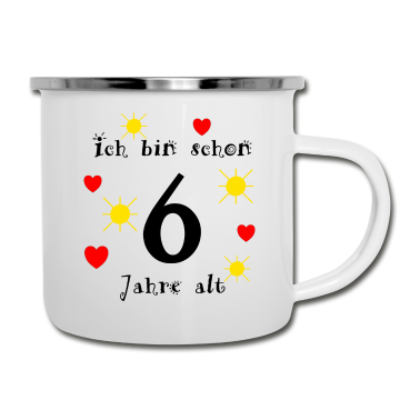 Geburtstagsgeschenk Oma Emaille Tasse - Ich bin schon 6 Jahre Geburtstagsgeschenk Kinder