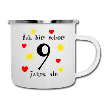 Geburtstagsgeschenk Oma Emaille Tasse - Ich bin schon 9 Jahre Geburtstagsgeschenk Kinder
