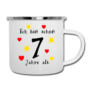 Geburtstagsgeschenk Oma Emaille Tasse - Ich bin schon 7 Jahre Geburtstagsgeschenk Kinder