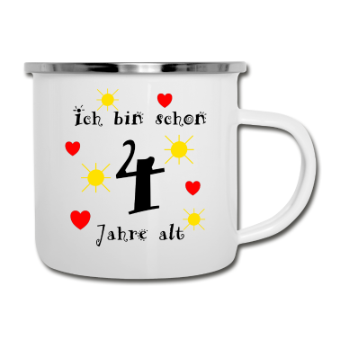 Geburtstagsgeschenk Oma Emaille Tasse - Ich bin schon 4 Jahre Geburtstagsgeschenk Kinder