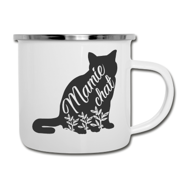 Geburtstagsgeschenk Oma Emaille Tasse - Oma T-Shirt, Katze. Geschenk Oma