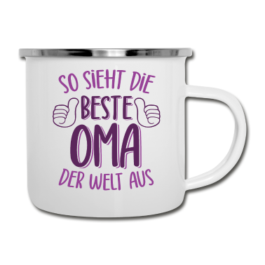 Geburtstagsgeschenk Oma Emaille Tasse - So sieht die beste Oma der Welt aus