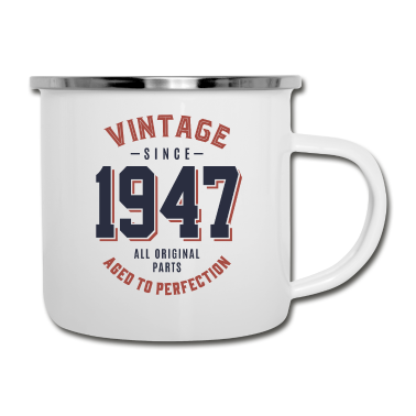 Geburtstagsgeschenk Oma Emaille Tasse - Jahrgang seit 1947 Geburtstagsgeschenk