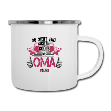 Geburtstagsgeschenk Oma Emaille Tasse - So sieht die beste Oma der Welt aus