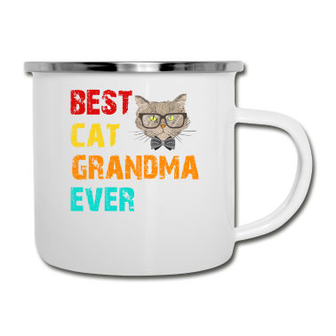 Geburtstagsgeschenk Oma Emaille Tasse - beste Katze Oma aller Zeiten