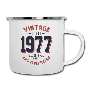Geburtstagsgeschenk Oma Emaille Tasse - Jahrgang seit 1977 Geburtstagsgeschenk