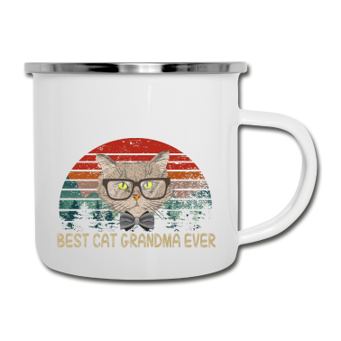 Geburtstagsgeschenk Oma Emaille Tasse - beste Katze Oma aller Zeiten