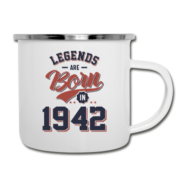 Geburtstagsgeschenk Oma Emaille Tasse - Legenden werden 1942 zum Geburtstagsgeschenk geboren