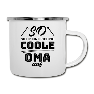 Geburtstagsgeschenk Oma Emaille Tasse - Coole Oma Liebe Familie Herz Geschenk