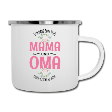 Geburtstagsgeschenk Oma Emaille Tasse - Mama und Oma Geschenk Liebe Familie Herz