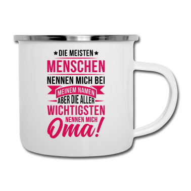 Geburtstagsgeschenk Oma Emaille Tasse - Menschen Oma Liebe Geschenk Familie Herz