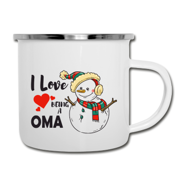 Geburtstagsgeschenk Oma Emaille Tasse - Oma Liebe Herz Enkel Kinder Geschenk