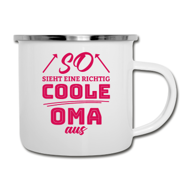 Geburtstagsgeschenk Oma Emaille Tasse - Coole Oma Liebe Familie Herz Geschenk