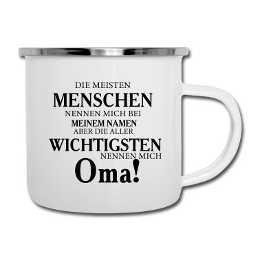 Geburtstagsgeschenk Oma Emaille Tasse - Menschen Oma Familie Herz Liebe Geschenk