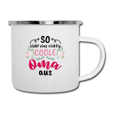 Geburtstagsgeschenk Oma Emaille Tasse - Coole Oma Familie Liebe Herz Geschenk